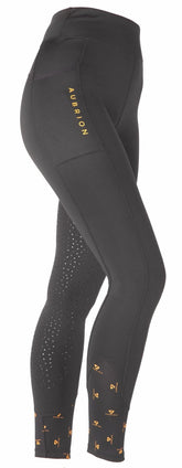 Aubrion Porter Winter Riding Tights- Young Rider - Black