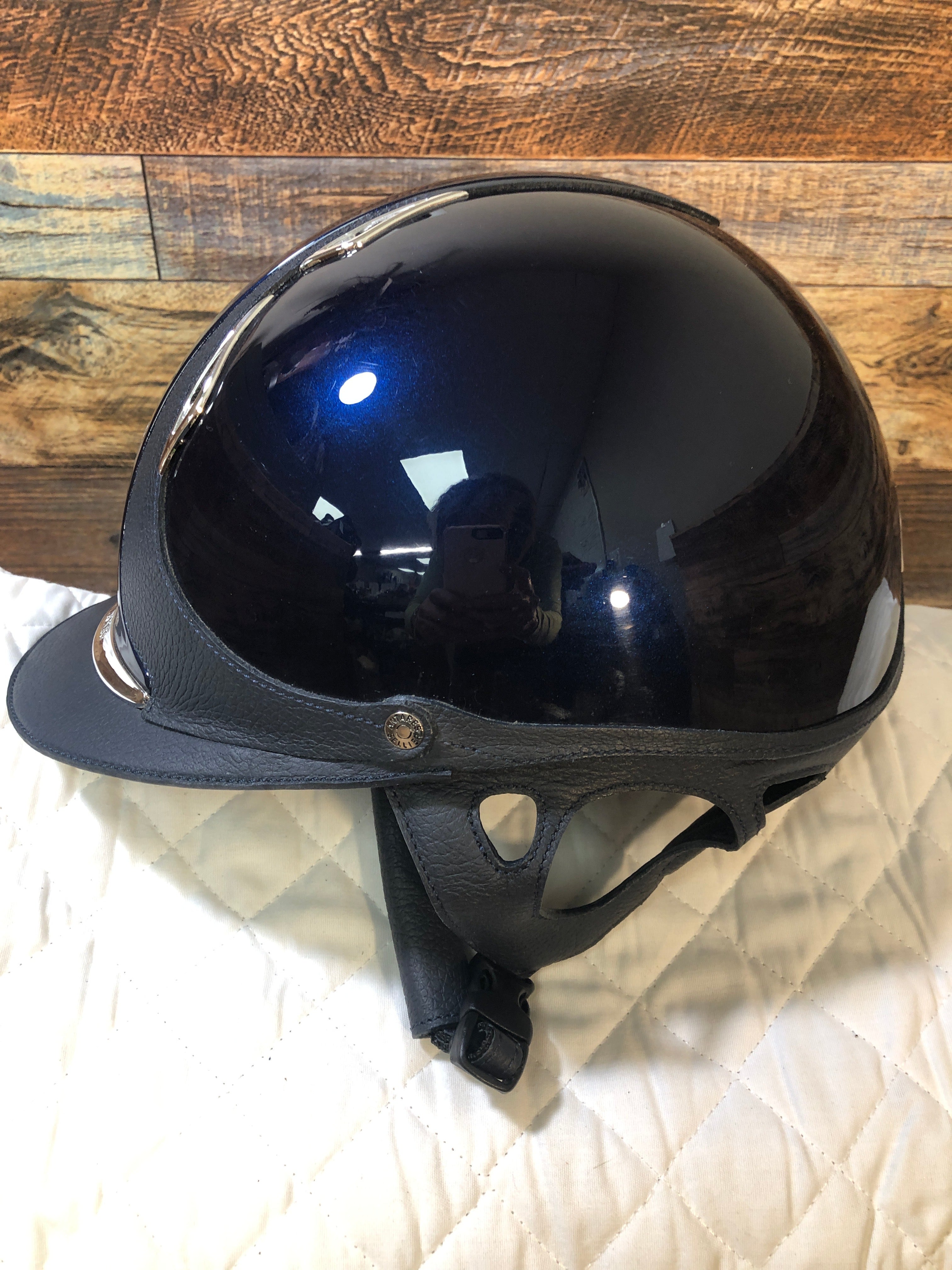 Premium Helmet Glossy-Navy-Silver Trim-Reg Brim**