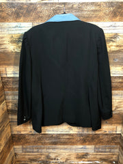 Blk lite Wool coat w/ blue collar