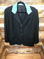 Blk lite Wool coat w/ blue collar