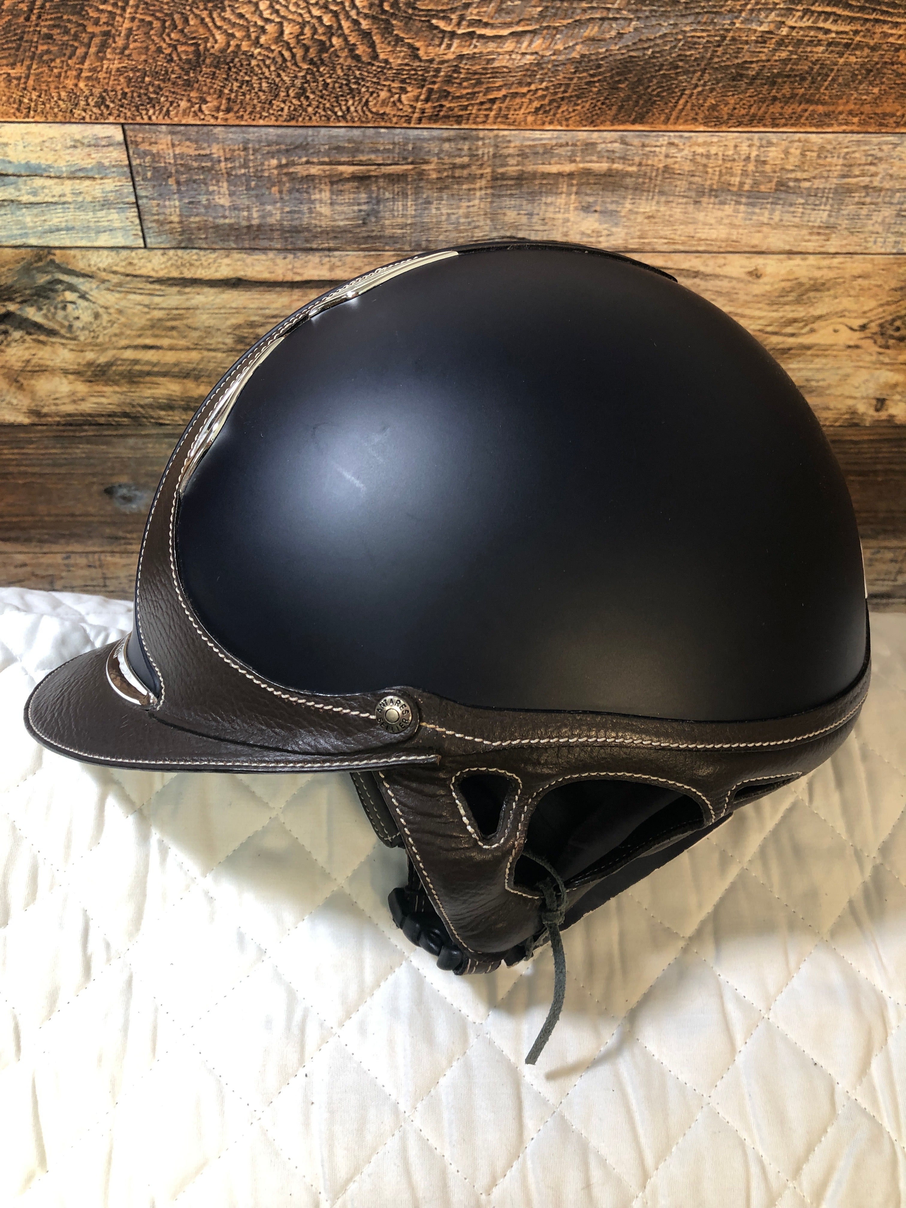 Galaxy Helment - Navy Matte - Brown Trim - Reg Brim **