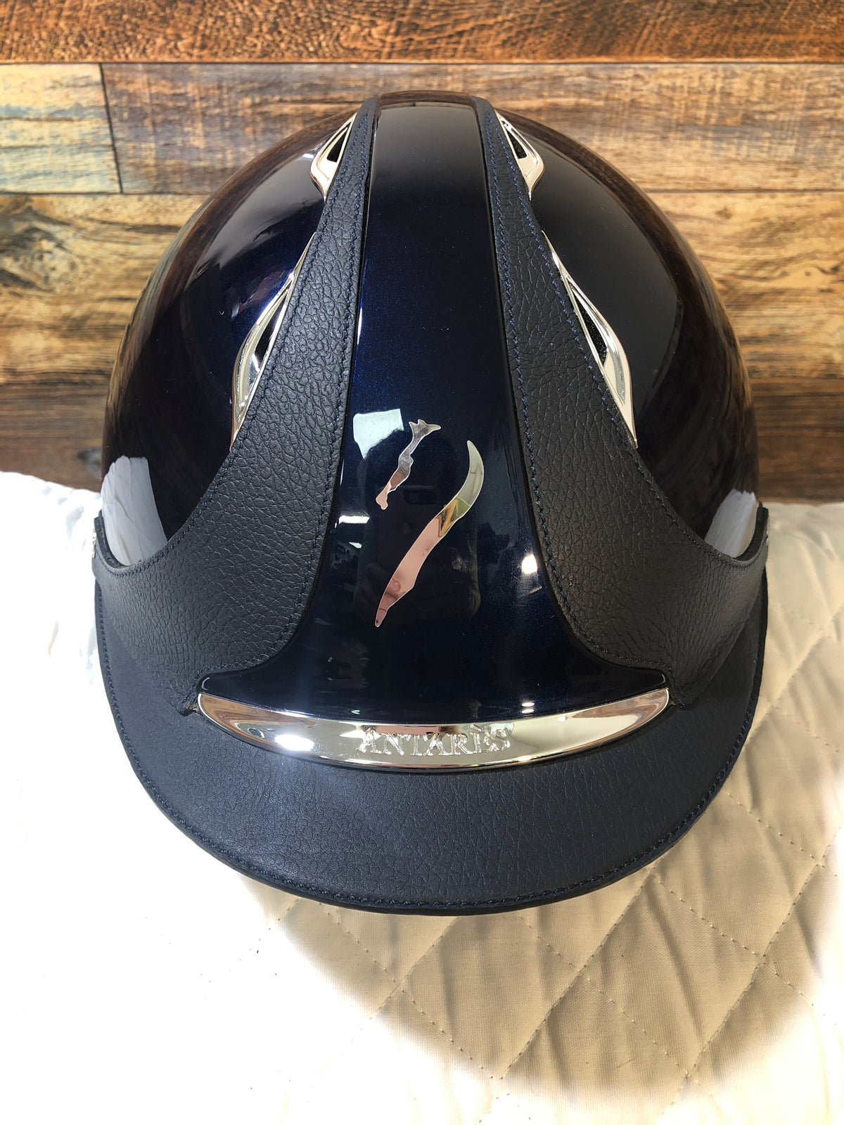 Premium Helmet Glossy-Navy-Silver Trim-Reg Brim**