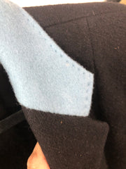 Blk Med Melton Classic Equine blue collar/silver buttons