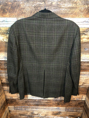Olive wool w/black and pink windowpane hacking