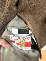 Classic Ladies Hacking Jacket Brown Herringbone with turquoi