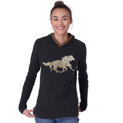 **Chestnut Bay Rider Lounge Hoodie - Running Horses