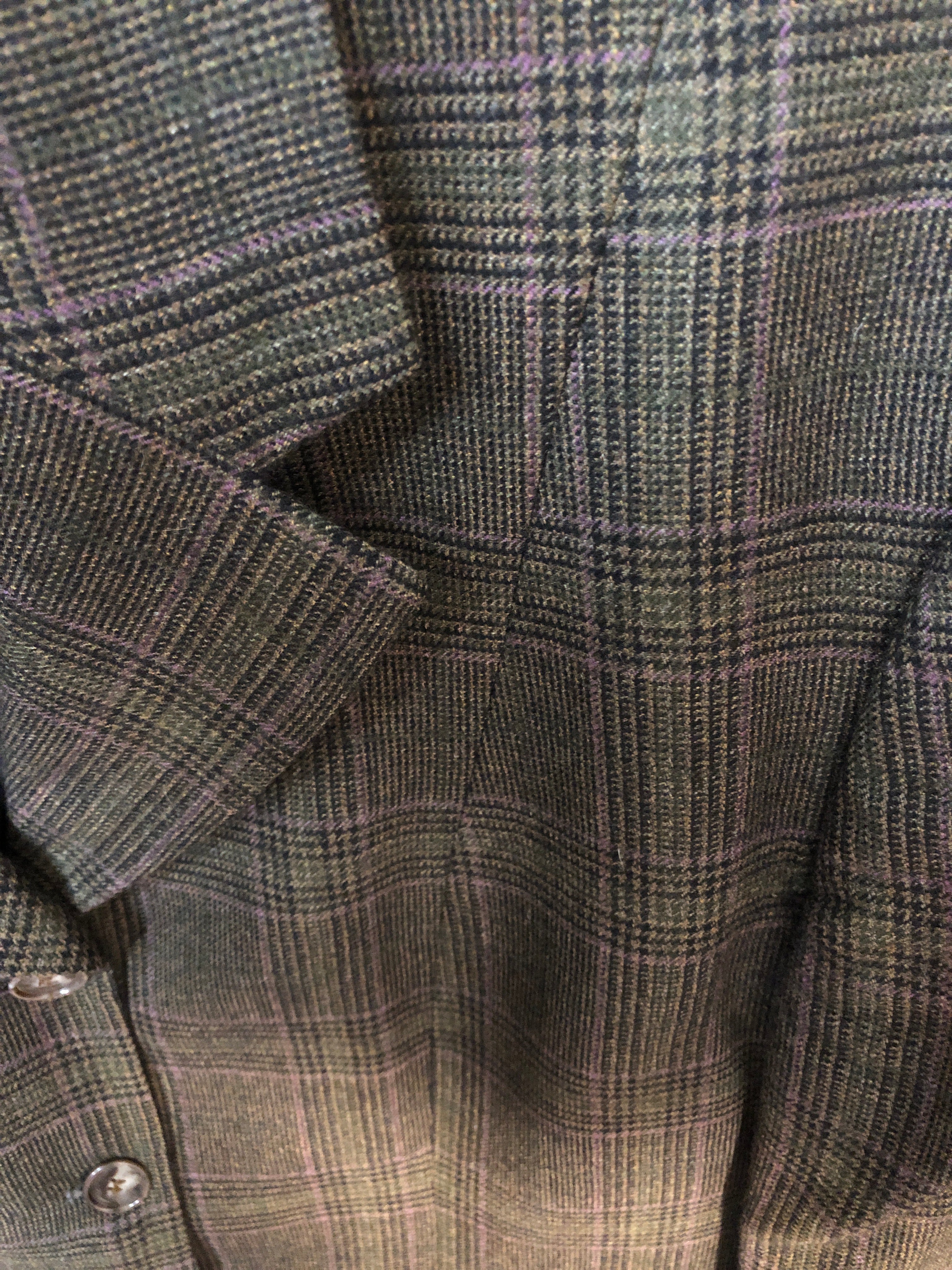 Olive wool w/black and pink windowpane hacking