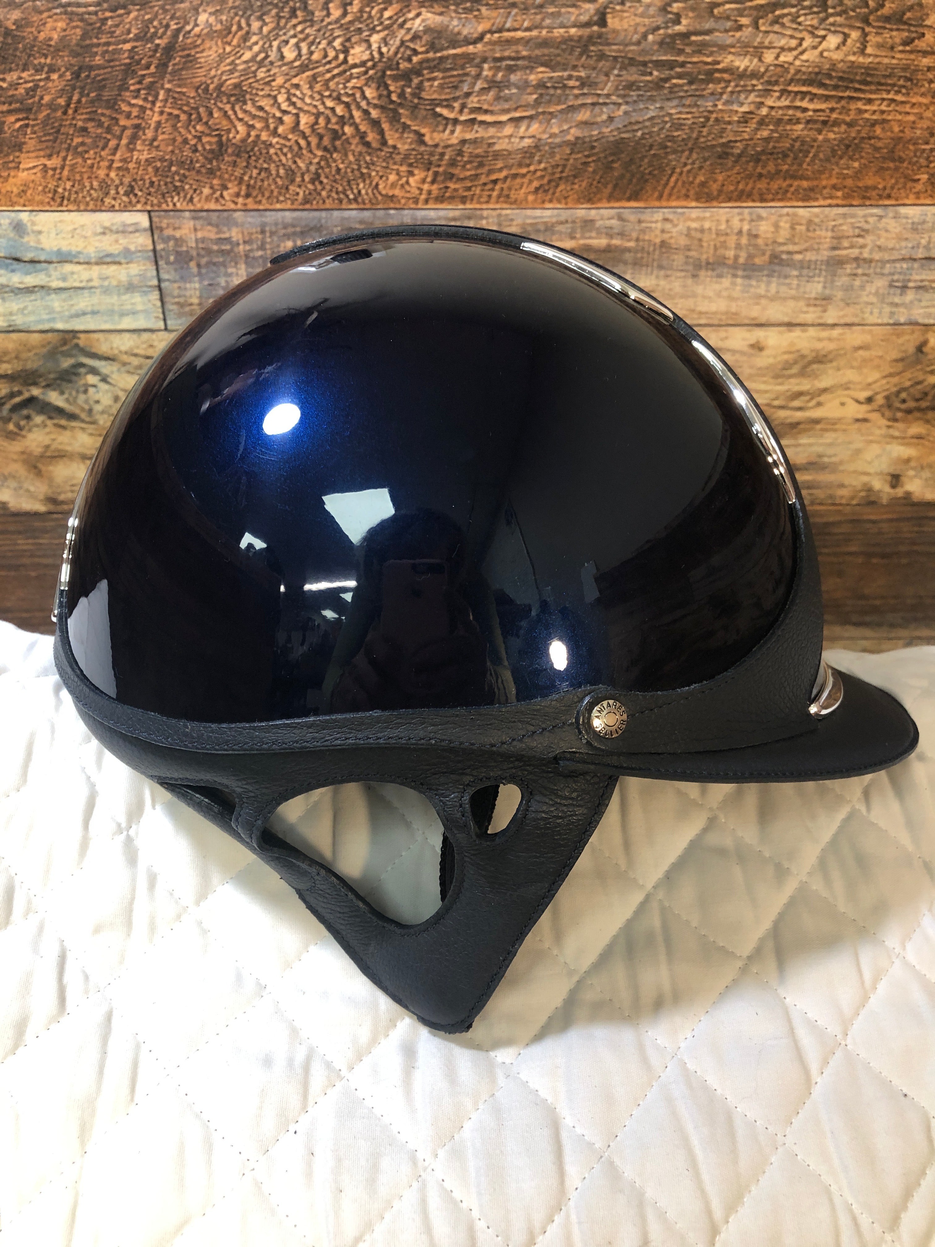 Premium Helmet Glossy-Navy-Silver Trim-Reg Brim**