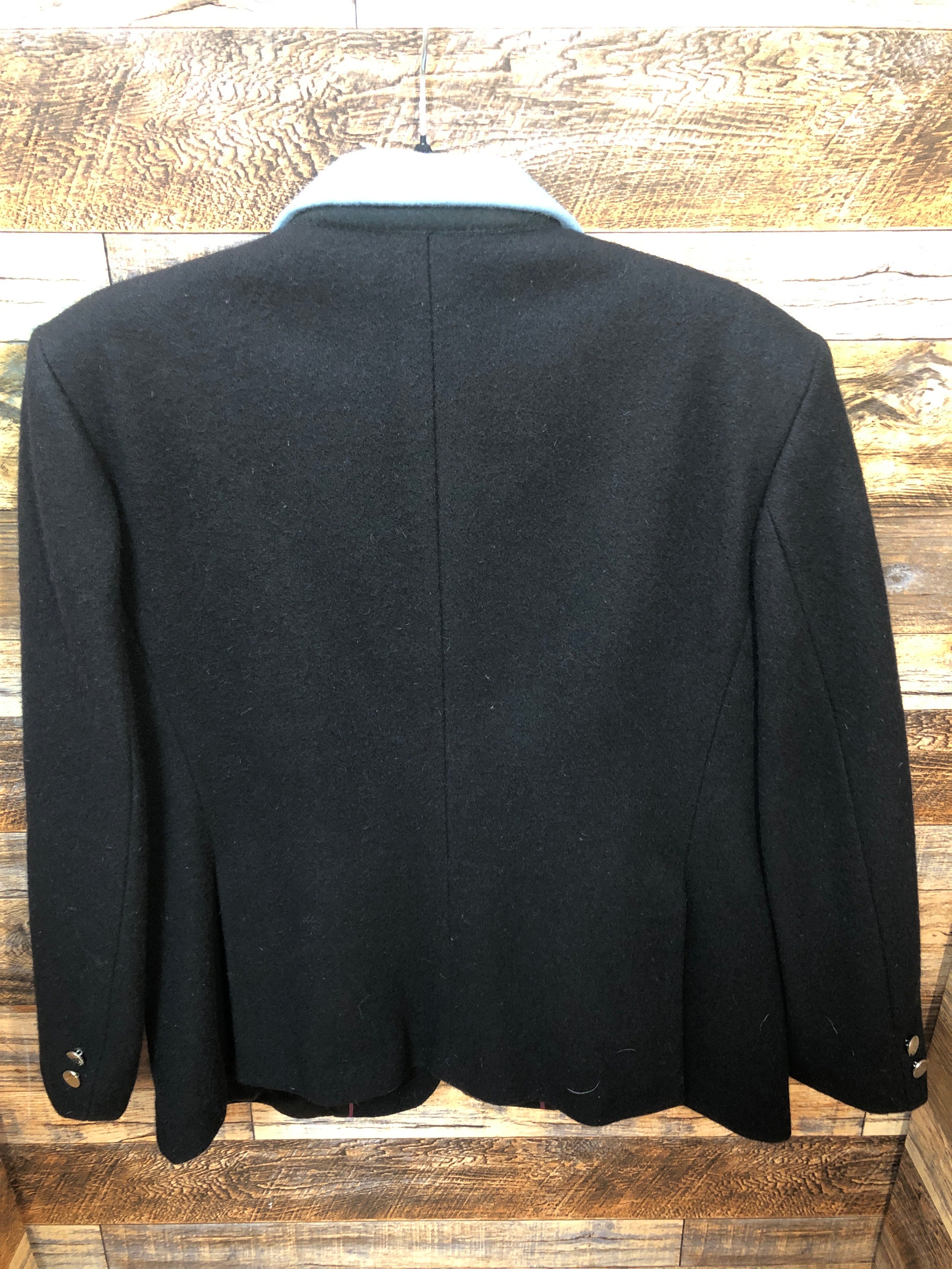 Blk Med Melton Classic Equine blue collar/silver buttons