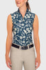 1/4 Zip Shirred Back Tank Top Sailor Blue French Tulip