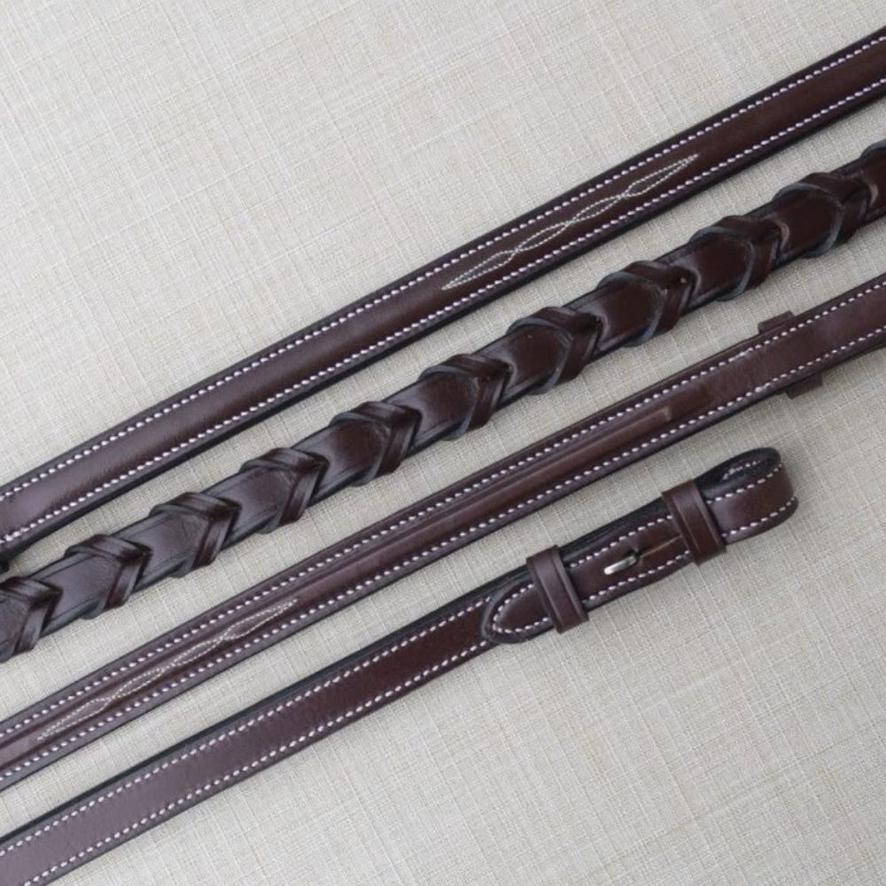 Black Oak 5/8" Fancy Stiched - Raised Lace Reins