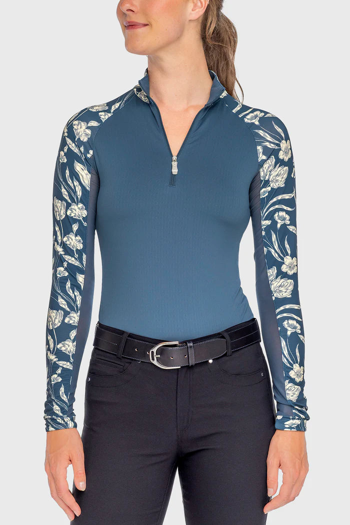 Long Sleeve Raglan 1/4 Zip Sailor Blue French Tulip