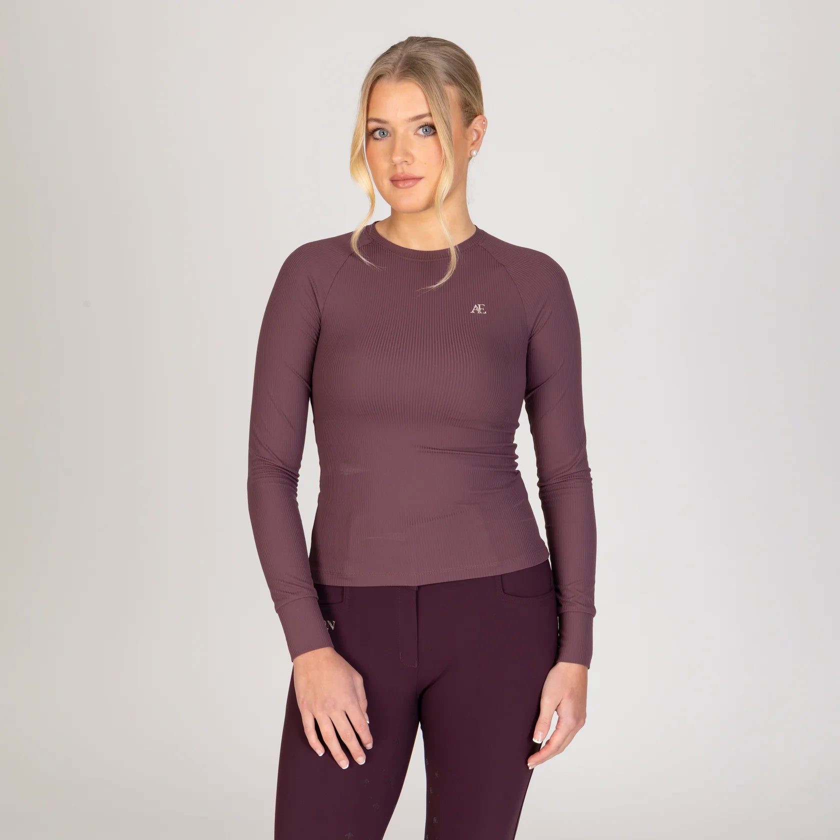 Aubrion Ladies Equestrian Ribbed Long Sleeve Top