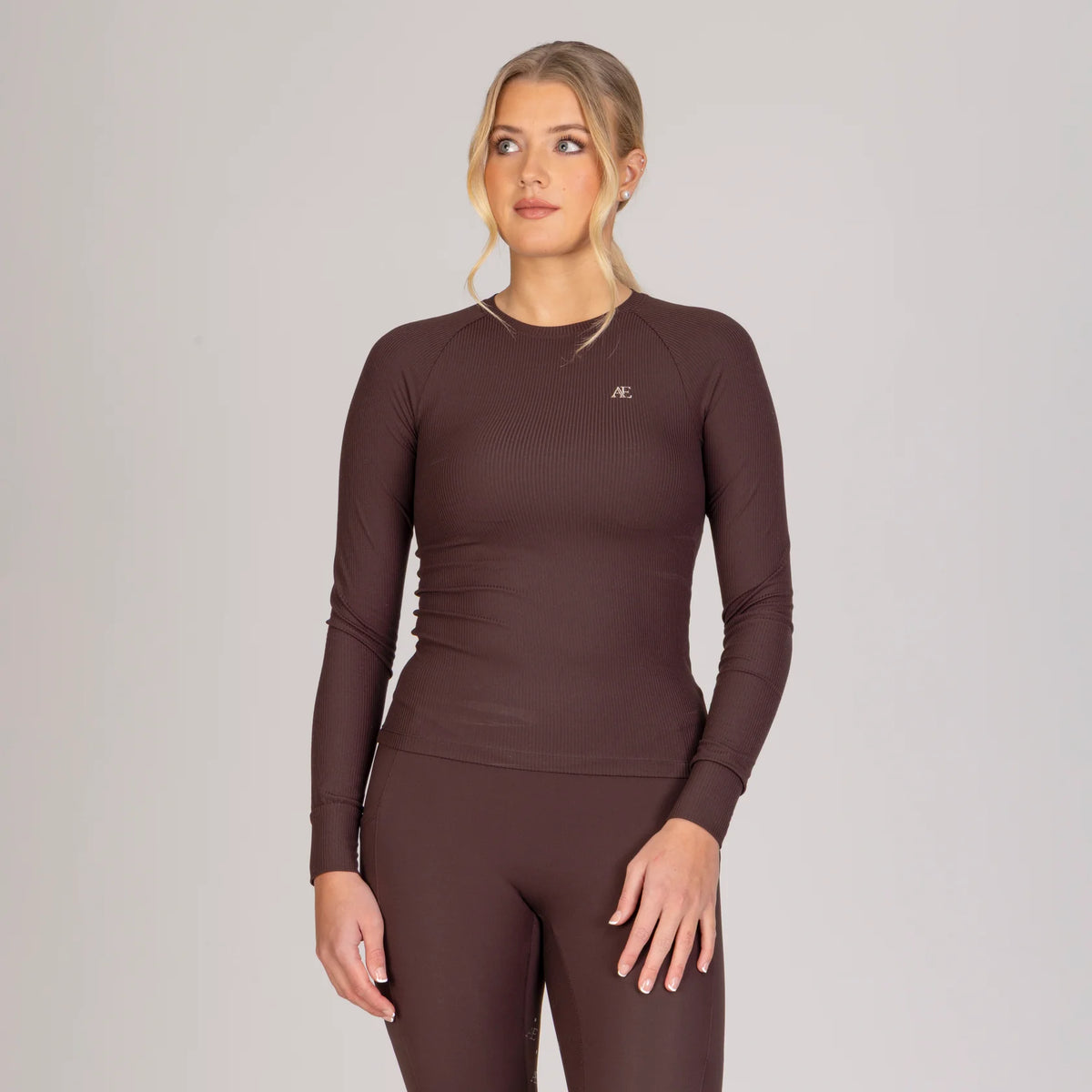 Aubrion Ladies Equestrian Ribbed Long Sleeve Top